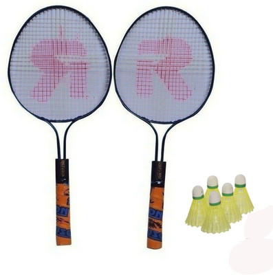 rajson Double Rod Badminton Racket Pair For Kids Boys With 5 Shuttles Badminton Kit