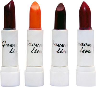 

Green line 'Green line' Hit and Soft 4 lipsticks pack 4 Women(Rani,Red,Natural,Mahroon)