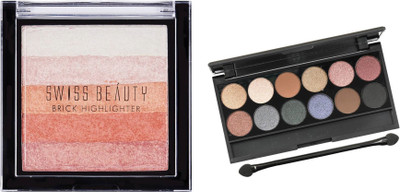 

Swiss Beauty Shimmer Brick Highlighter & Eyeshadow 12 Color(Pack of 2)