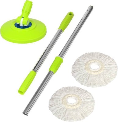 Kozycare Kozycare Mop Rod Stick Stainless Steel with Plate and Microfiber Mop Stick & 1 Mop Head Mop 360° Rotate S.S Rod Pocha Wet & Dry Mop(Yellow)