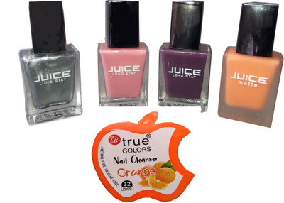 

juice Glossy Melon Orange, Plum, Pale Pink, Silver(Pack of 5)