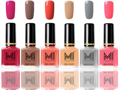 

MI Fashion Long Lasting Nail Paint Combo Set of 6 Colors Magenta,Dark Nude,Peach,Nude,Grey,Pink(Pack of 6)