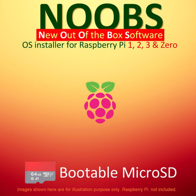 OSGuru NBS64 NOOBS (Latest Version) 64GB Class-10 Bootable microSD Card for Raspberry Pi 1, 2, 3 and Zero (32-Bit, 64-Bit)
