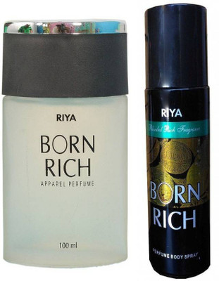 

Riya BORN RICH Apparel Perfume (100 ml) And Perfume Body Spray(150 ml) Combo Set Perfume - 100 ml(For Men & Women)