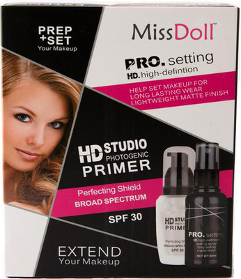 

MISS DOLL HD STUDIO PROFESSIONAL PREP+SET MAKEUP COMBO (1 PRIMER 1 FIXER) Primer - 20 ml(WHITE)