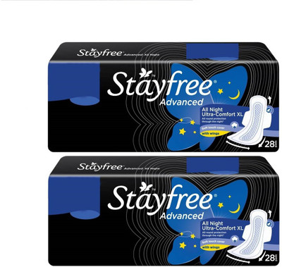 

Stayfree Advance All Nights 28+28 Pad Sanitary Pad(Pack of 2)