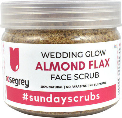 

RoseGrey Wedding Glow Almond Flax Sunday Scrub, Ultra Hydrating, Luxurious Scrub made with skin superfoods! Scrub(150 g)