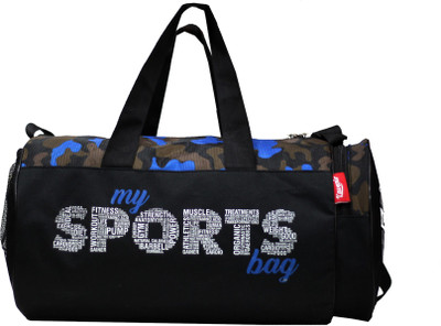 L'AVENIR Black/Blue CAMOUFLAGE Pattern Multi-Purpose MY SPORTS BAG with Side Pocket(Black, Kit Bag)