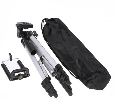 

WEBSTER Tripod-3110 Mobile Camera Stand With Three-Way Head & Quick Release Plate Tripod(Silver, Black, Supports Up to 1500 g)