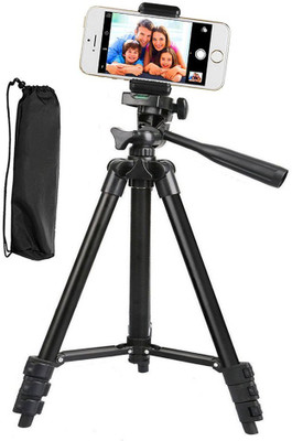 

Lizzie Portable Adjustable Lightweight Camera Stand Tripod-3120 With Three-Dimensional Head & Quick Release Plate For Video Camera Tripod(Black, Supports Up to 1500 g)