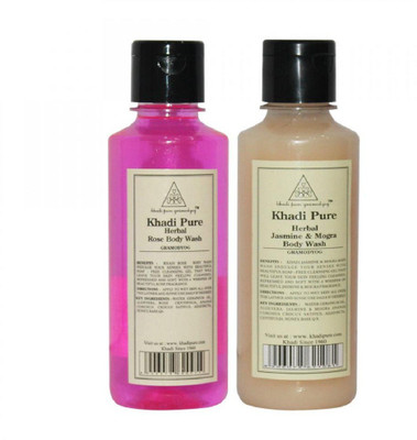 

Khadi Pure Herbal Jasmine & Mogra and Rose Body Wash Combo (420ml) Pack 2(420 ml, Pack of 2)
