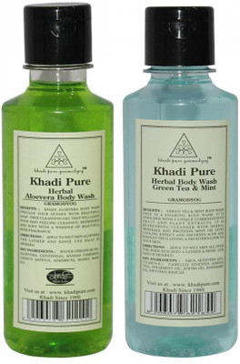 

Khadi Pure herbal Aloevera Or Green Tea & Mint Body Wash Combo (420ml) Pack 2(420 ml, Pack of 2)
