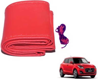 Auto Hub Hand Stiched Steering Cover For Maruti New Swift(Red, Leatherite)
