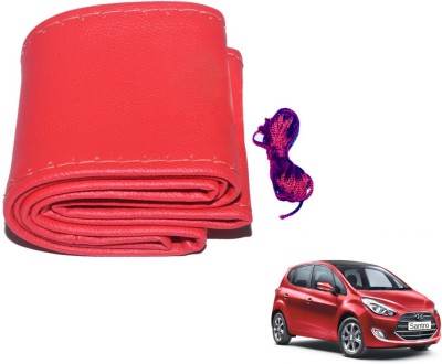 Auto Hub Hand Stiched Steering Cover For Hyundai Santro(Red, Leatherite)