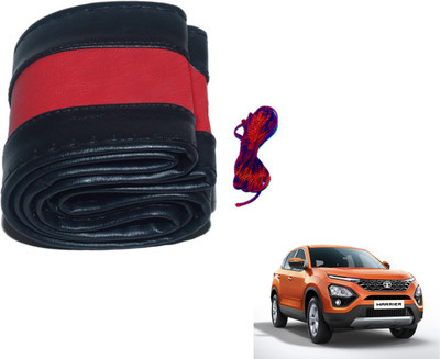 MOCKHE Hand Stiched Steering Cover For Tata NA(Black, Red, Leatherite)