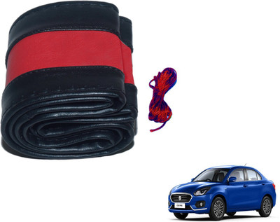 MOCKHE Hand Stiched Steering Cover For Maruti New Dzire(Black, Red, Leatherite)