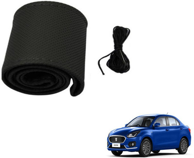Auto Hub Hand Stiched Steering Cover For Maruti New Dzire(Black, Leatherite)