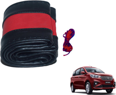 Auto Hub Hand Stiched Steering Cover For Maruti Ertiga(Black, Red, Leatherite)