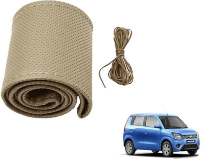 MOCKHE Hand Stiched Steering Cover For Maruti WagonR(Beige, Leatherite)