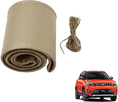 Auto Hub Hand Stiched Steering Cover For Mahindra XUV(Beige, Leatherite)