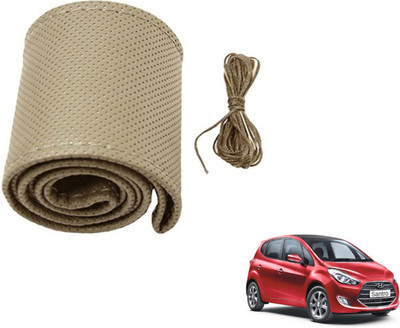 Auto Hub Hand Stiched Steering Cover For Hyundai Santro(Beige, Leatherite)