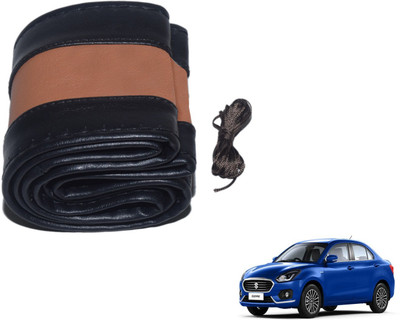 Auto Hub Hand Stiched Steering Cover For Maruti New Dzire(Black, Tan, Leatherite)