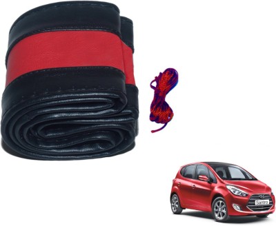 Auto Hub Hand Stiched Steering Cover For Hyundai Santro(Black, Red, Leatherite)