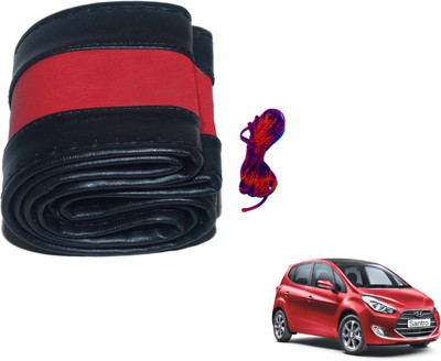 MOCKHE Hand Stiched Steering Cover For Hyundai Santro(Black, Red, Leatherite)