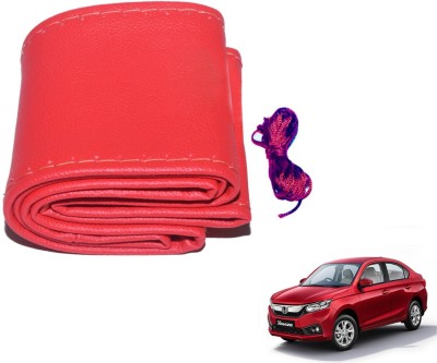 Auto Hub Hand Stiched Steering Cover For Honda Amaze(Red, Leatherite)