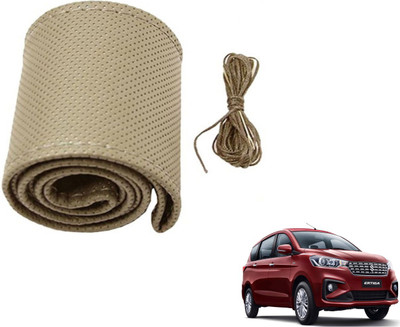 Auto Hub Hand Stiched Steering Cover For Maruti Ertiga(Beige, Leatherite)