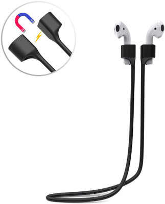 

CellFAther Speaker Case Cover for Sport Silicone Anti-lost Earphone Strap with Magnetic for Apple AirPods(Black, Silicon)