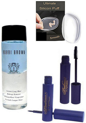 

Ultimate Silicon Puff, Padma Eyeliner & Mascara, Instant Long Wear Makeup Remover(Set of 4)