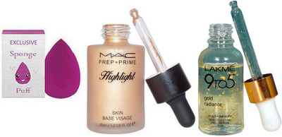 

Exclusive Sponge Puff, Prep+Prime Highlight Skin Base Visage, 9to5 Face Serum(Set of 3)
