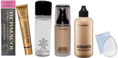 

luxurious Silicon puff,Makeup cover Foundation,Face and Body Foundation, Match Master Foundation,Mineralize Charged Water Cleaner Nettoyant Eye Makeup Remover(Set of 5)