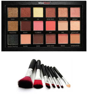 

Miss Boss hb Golden Sand 3D Highlighter (multicolor) and hk beauty makeup Brush Set pack of 7 brush combo, pack of 2(Set of 2)
