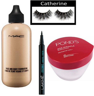 

Catherine Eyelashes & Face And Body Foundation, Age Miracle Cream, Eyeconic Pen Eyeliner(Set of 4)