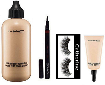 Catherine Eyelashes, Select Cover up Concealer, Face And Body Foundation, 9to5 Pen Eyeliner(Set of 4)