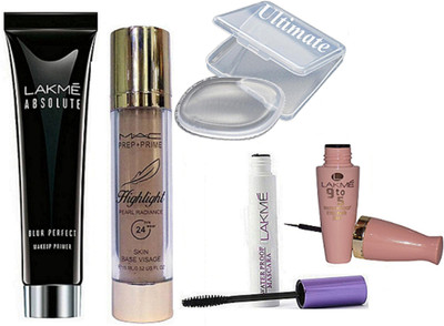 

Ultimate Silicon Puff, Eyeliner, Mascara, Absolute Blur Perfect Primer, Prep Prime Highlight(Set of 5)
