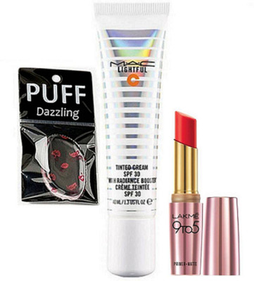 

Dazzling Silicon Puff, Tinted Cream Foundation, 9 to 5 Primer Plus Matte Lipstick(Set of 3)