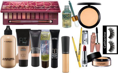 

catherine Eyelashes, Compact, Loose Powder, Face And Body Foundation, Pro Longwear Foundation, Bb Cream, Fit Me Foundation, Face Serum, Colossal Kajal 2, Enrich Lipstick, Waterproof Mascara, Naked Cherry Eyeshadow Palette, Mineralize Concealer(Set of 14)