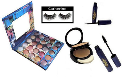 

catherine Eyelashes, Padma Eyeliner, Mascara, 25 Shade Eyeshadow Palette, Compact(Set of 5)