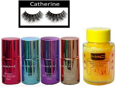 

Catherine Eyelashes, Nail Paint Remover, Mirror Nail Paint (Pack of 4)(Set of 6)
