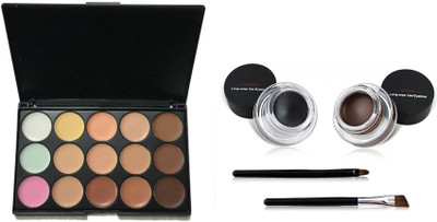 

Myn Black & Brown Waterproof Gel Eyeliner With Professional Concealer Palette(Set of 4)