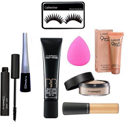 

catherine Eyelashes, Zoom Lash Mascara & Eyeliner & Loose Powder Compact & Mineralize Concealer & BB Beauty Balm Cream & Mousse Foundation & Sponge Puff(Set of 8)