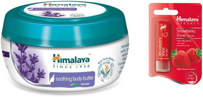 

Himalaya Lavender Soothing Body Butter (200 ml) with Strawberry Shine Lip Care(Set of 2)