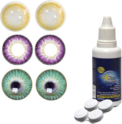 

TruOm Multicolor Attractive Fashion Makeup Eye Lenses With Multisol & Case Box CL53 Monthly Contact Lens(0, Multicolor, Pack of 3)