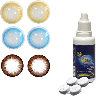 

TruOm Multicolor Attractive Fashion Makeup Eye Lenses With Multisol & Case Box CL24 Monthly Contact Lens(0, Multicolor, Pack of 3)