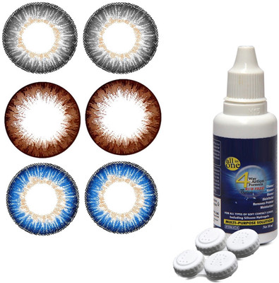

TruOm Multicolor Attractive Fashion Makeup Eye Lenses With Multisol & Case Box CL37 Monthly Contact Lens(0, Multicolor, Pack of 3)