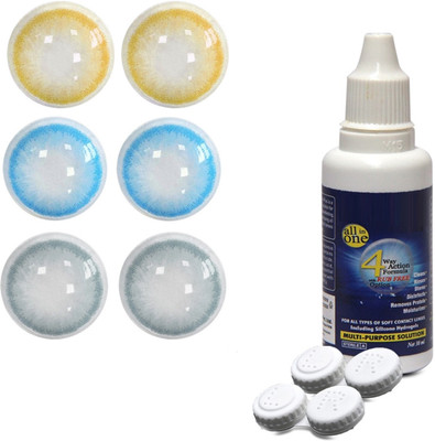 

TruOm Multicolor Attractive Fashion Makeup Eye Lenses With Multisol & Case Box CL17 Monthly Contact Lens(0, Multicolor, Pack of 3)