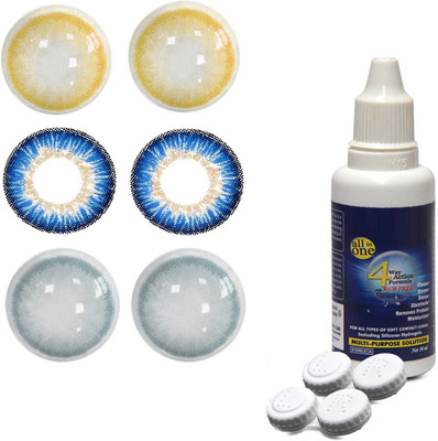 

TruOm Multicolor Attractive Fashion Makeup Eye Lenses With Multisol & Case Box CL31 Monthly Contact Lens(0, Multicolor, Pack of 3)